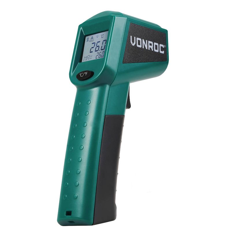 Foto van Vonroc digitale infrarood thermometer met laser incl. 2x batterijen