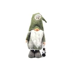 Foto van Gnome staand 50 cm groen kerstman staande lantaarn kerstman dwerg staand puntmuts kerst kabouter gevuld met pluc