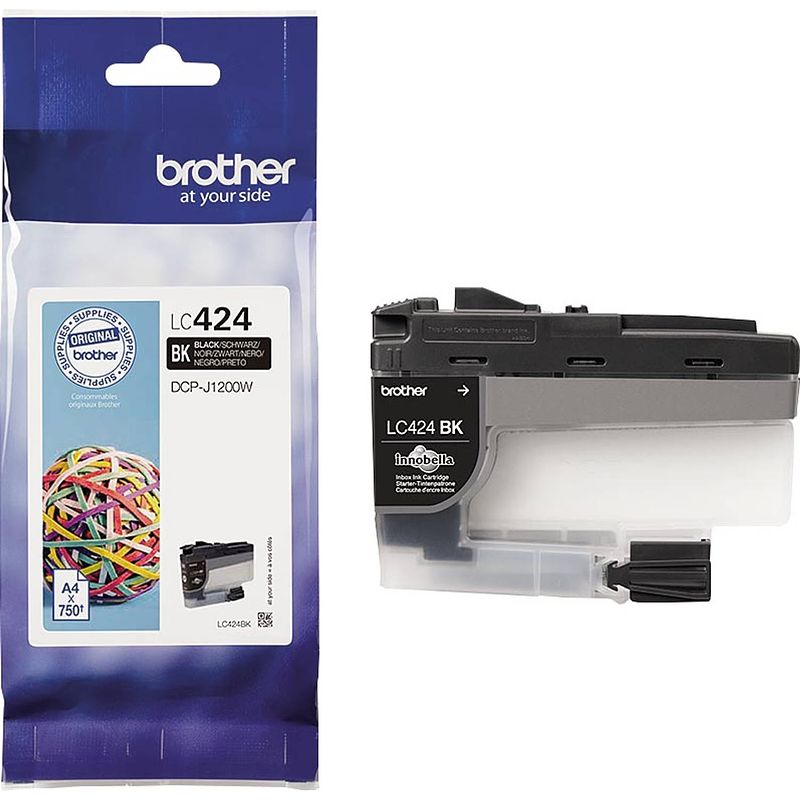 Foto van Brother inktcartridge, 750 pagina's, oem lc-424bk, zwart 5 stuks