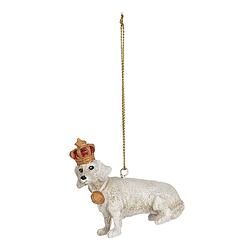 Foto van Clayre & eef decoratie beeld hond 7*3*7 cm wit polyresin decoratief