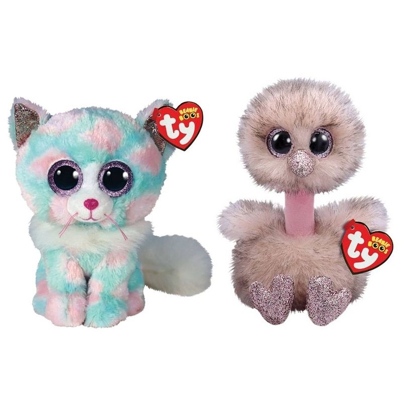 Foto van Ty - knuffel - beanie boo's - opal cat & henna ostrich