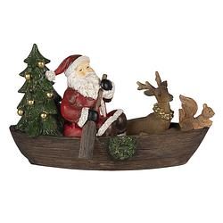 Foto van Clayre & eef kerstdecoratie beeld kerstman 22*10*13 cm bruin groen kunststof decoratief figuur decoratieve accessoires