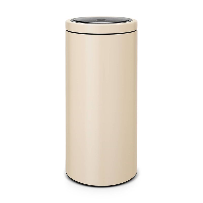 Foto van Brabantia touch bin flat top afvalemmer 30 liter met kunststof binnenemmer - almond