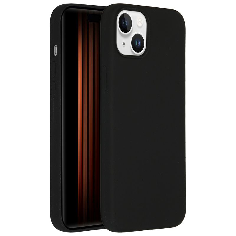 Foto van Accezz liquid silicone backcover iphone 15 plus telefoonhoesje zwart