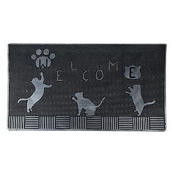Foto van Clayre & eef deurmat 75x45 cm zwart rubber rechthoek katten mat schoonloopmat doormat zwart mat schoonloopmat