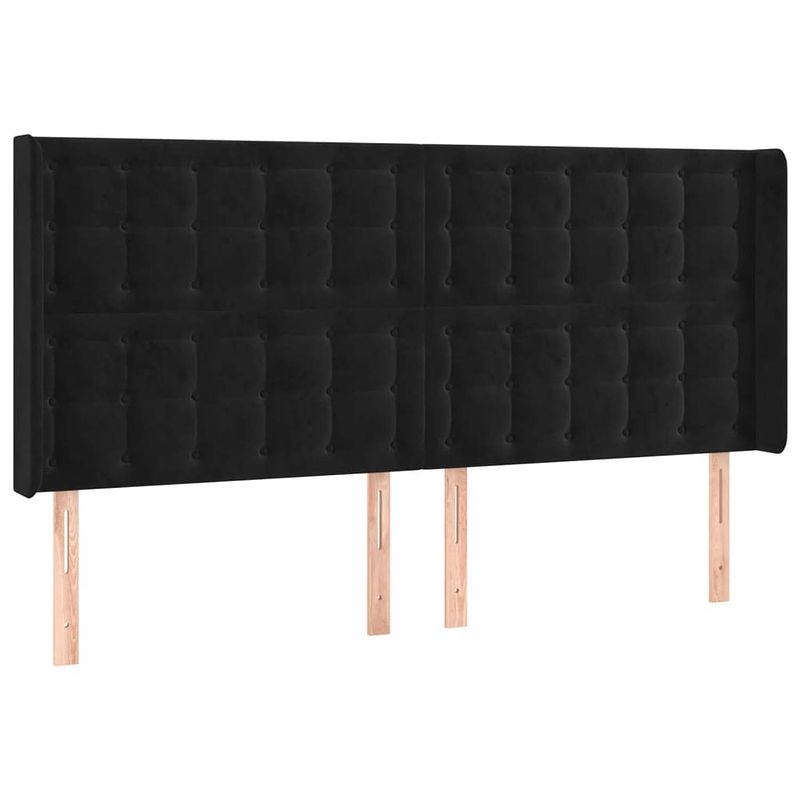 Foto van The living store hoofdeind - hoofdeind bed - 203x16x118/128 cm - zwart fluweel