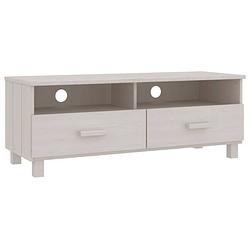 Foto van The living store hamar tv-meubel - 106 x 40 x 40 cm - wit - massief grenenhout en mdf