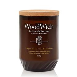 Foto van Woodwick geurkaars large - renew - ginger & tumeric - 13 cm / ø 9 cm