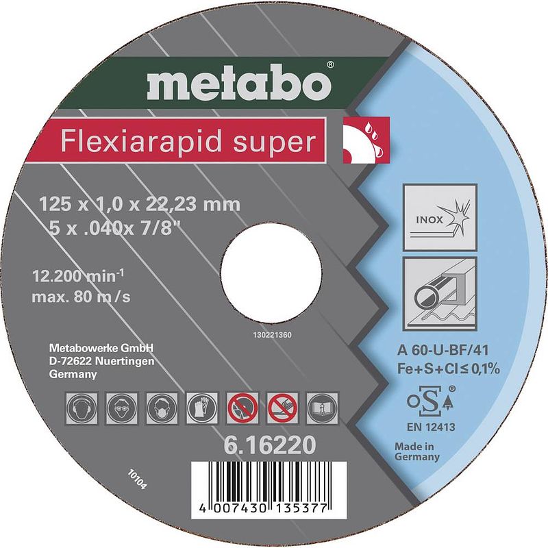 Foto van Metabo 616220000 flexiarapid super slijpschijf 125 mm 22.23 mm 25 stuk(s)