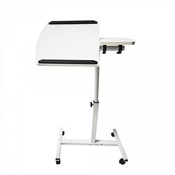Foto van Laptoptafel laptopstandaard - bijzettafel bedtafel - verrijdbaar wieltjes - hoogte verstelbaar - wit