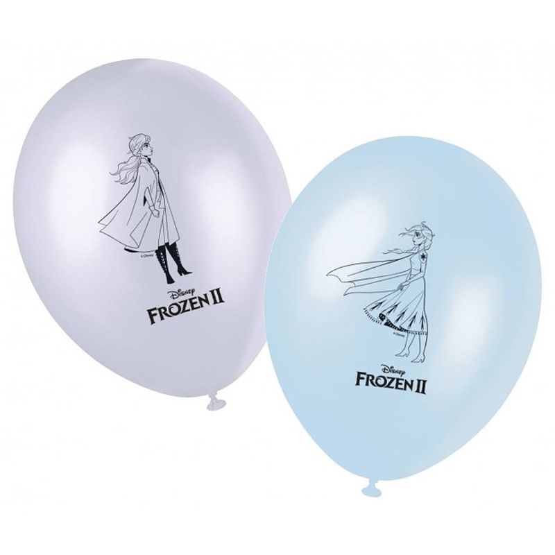 Foto van Procos ballonnen frozen ii junior 28 cm latex paars/blauw 8 stuks