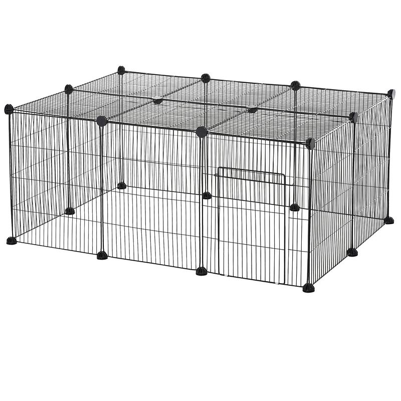 Foto van Ren voor kleine huisdieren - konijnenren - cavia ren - dierenverblijf - zwart - 105l x 70b x 45h cm