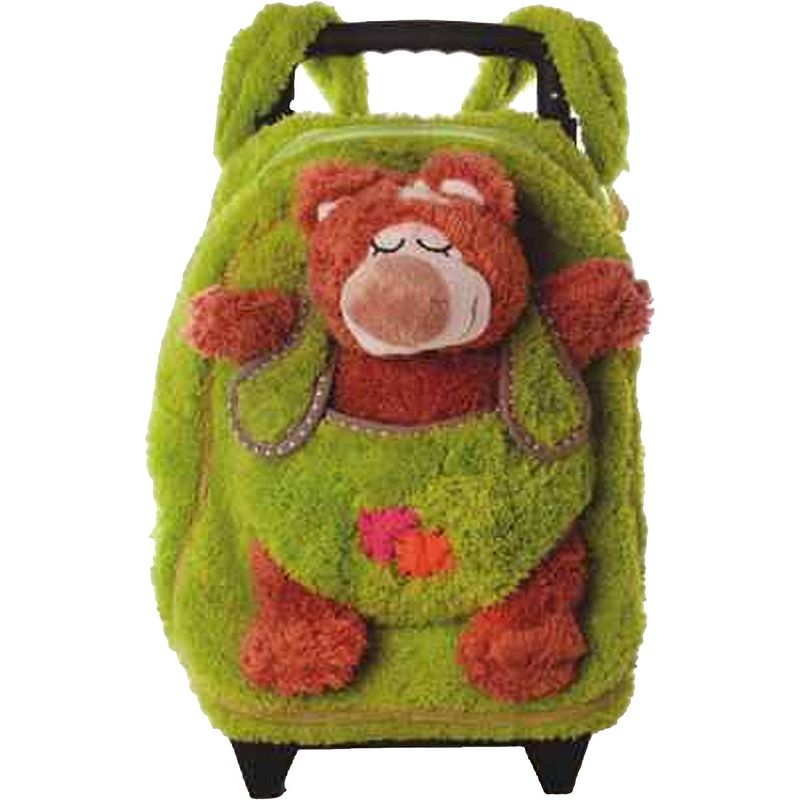 Foto van Rugzaktrolley kinderkoffer - pluche beer knuffel - kunststof/polyester - 35 x 25 x 13 cm - rugzak - kind