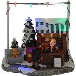 Foto van Kerstdorp kersthuisje cadeautjes winkel/kraam 16 cm met led lampjes - kerstdorpen
