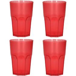 Foto van Limonade/drinkbeker kunststof - 4x - rood - 430 ml - 12 x 9 cm - bekers