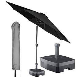 Foto van Kopu® ronde stokparasol 300 cm calma met hoes en voet - black