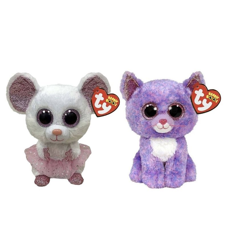 Foto van Ty - knuffel - beanie boo'ss - nina mouse & cassidy cat