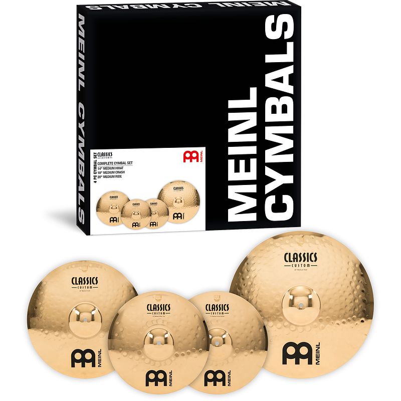 Foto van Meinl cs-cs1 classics custom brilliant complete cymbal set bekkenset 14-18-20