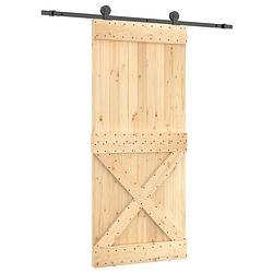 Foto van The living store massief grenenhouten schuifdeur - 90 x 3.6 x 210 cm - stalen hardwareset