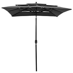 Foto van The living store parasol - 3-laags - uv-beschermend - polyester/aluminium - 200x200x240 cm - antraciet