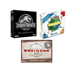 Foto van Spellenset - 3 stuks - jurassic world the boardgame & ik hou van holland bordspel & expeditie robinson de eilandraad