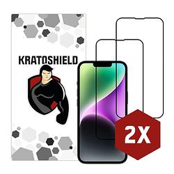Foto van 2-pack kratoshield iphone 14 screenprotector - glass - full cover 2.5d - black