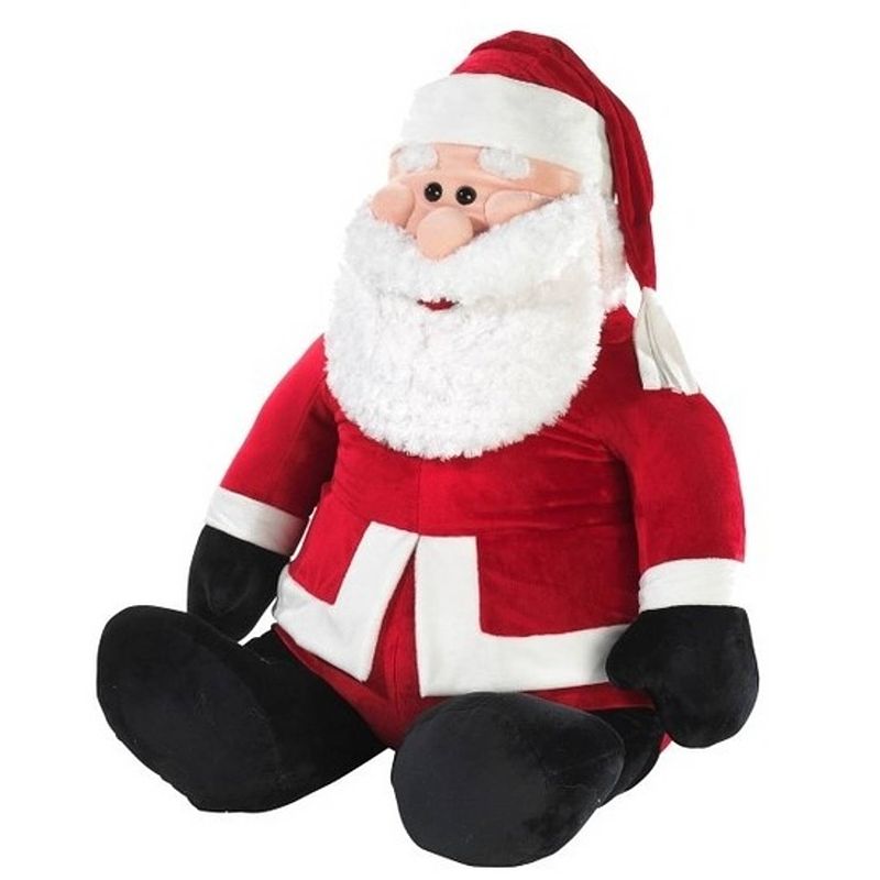 Foto van Mega kerstman zittend pluche knuffel 100 cm - knuffeldier