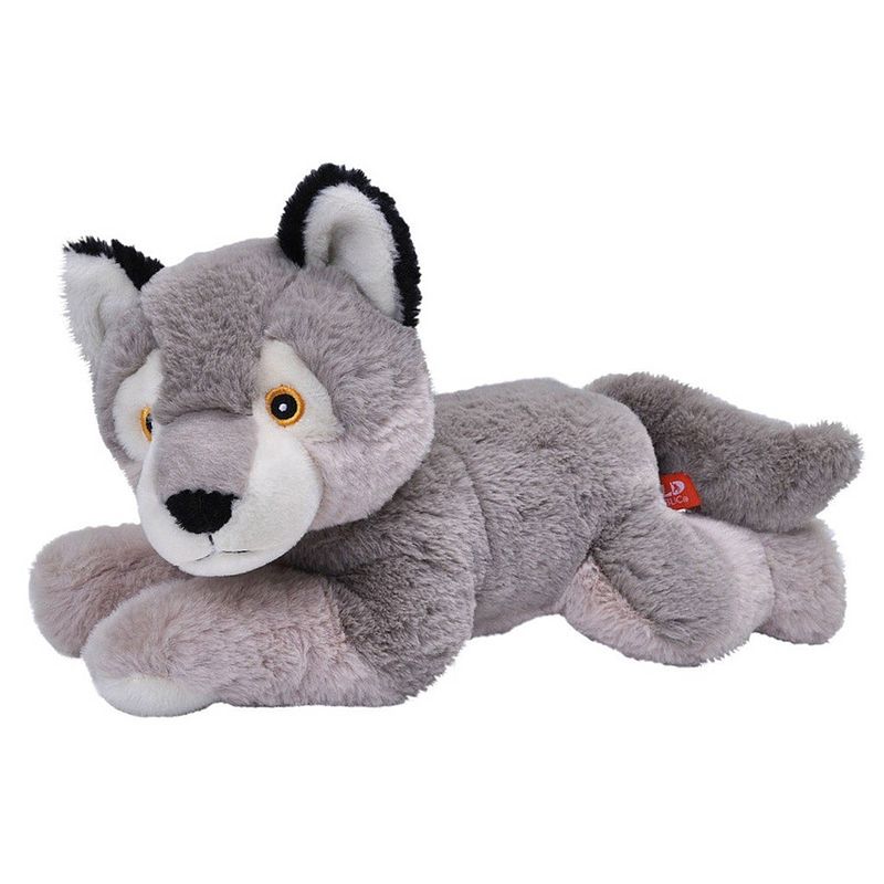 Foto van Pluche grijze wolf knuffel 30 cm - wolven wilde dieren knuffels - speelgoed voor kinderen