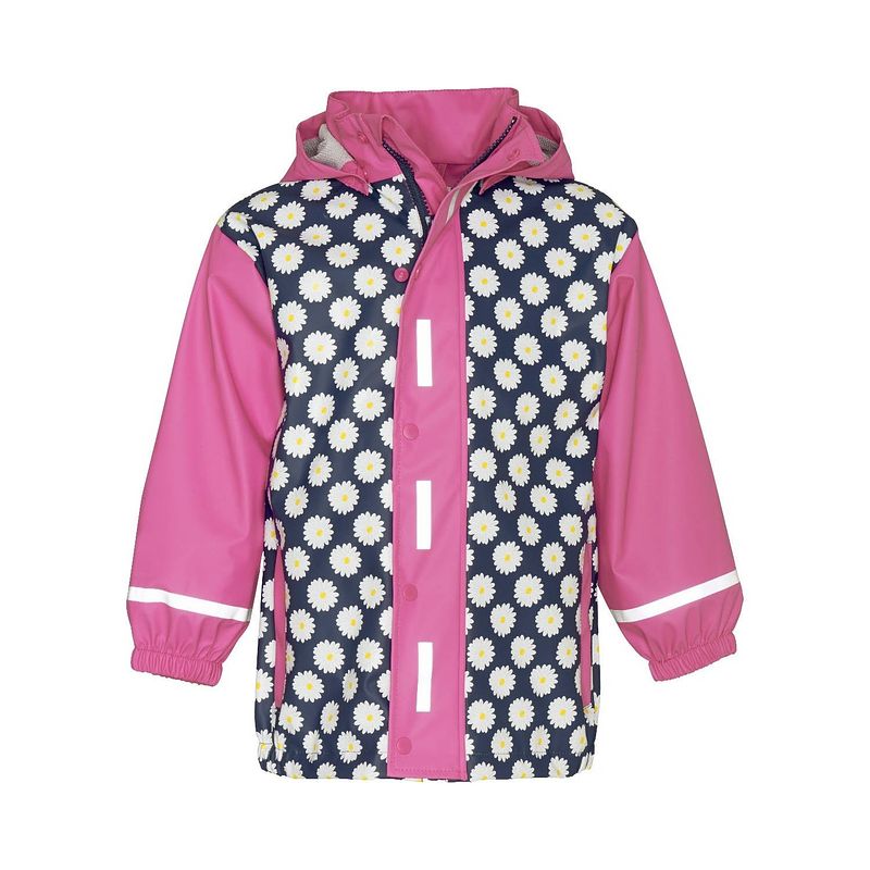 Foto van Playshoes regenjas bloemetjes roze/navy junior maat 98