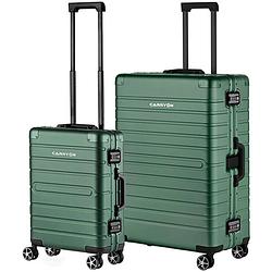 Foto van Carryon kofferset uld - luxe aluminium handbagage koffer 55cm + 76cm grote reiskoffer - groen