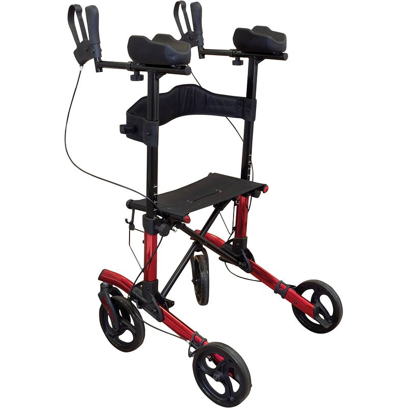 Foto van Aidapt lichtgewicht onderarm rollator - rood - 4 wielen