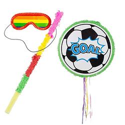 Foto van Pinata voetbal + pinata stok + pinata blinddoek