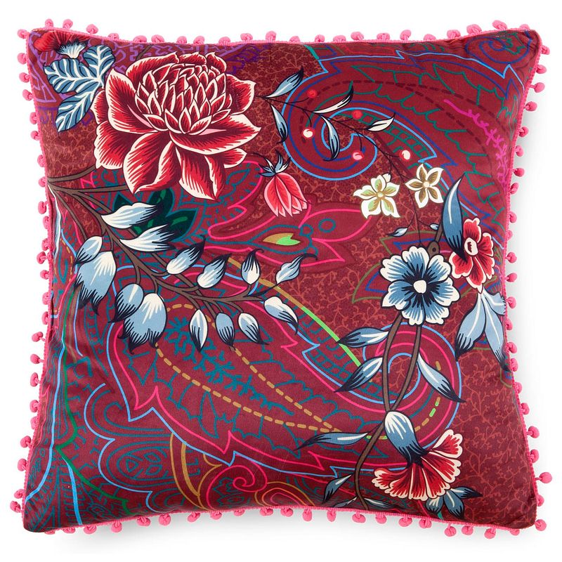 Foto van Happiness polyester sierkussen ruby - multi 48x48cm