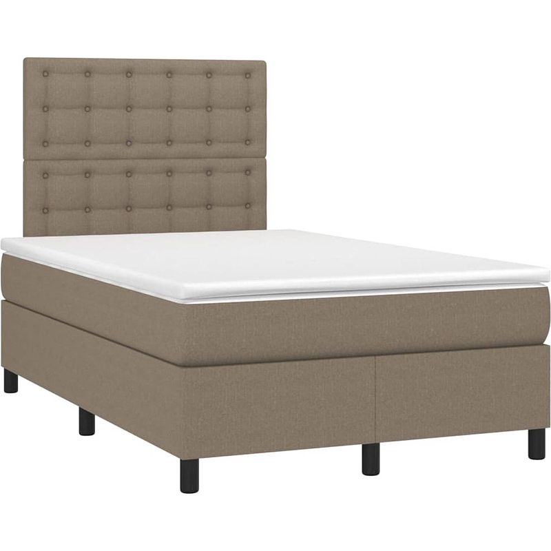 Foto van The living store boxspring bed - led-verlichting - pocketvering - huidvriendelijk - taupe - 203x120x118/128 cm