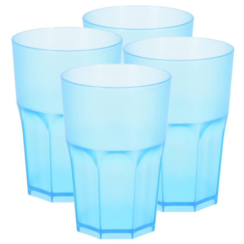 Foto van 4x stuks kunststof drinkbekers 430 ml blauw - bekers