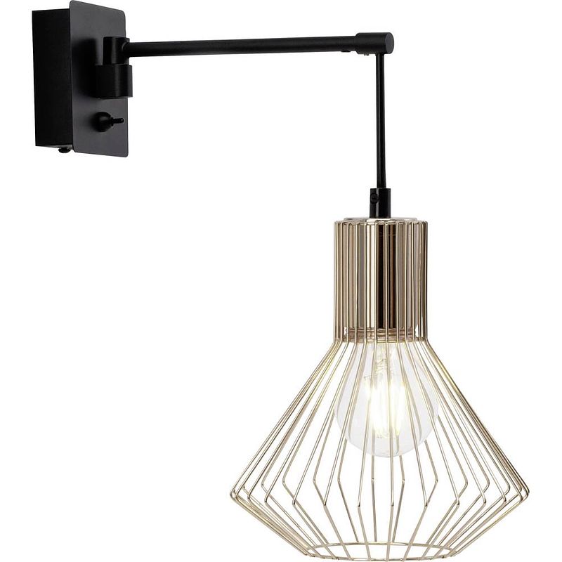 Foto van Brilliant dalma 21090/76 wandlamp e27 60 w zwart, koper