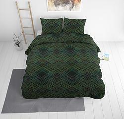 Foto van Dekbedovertrek authentic triangle dekbedovertrek - tweepersoons (200x220 cm) - groen katoen - dessin: patroon - sleeptime elegance -