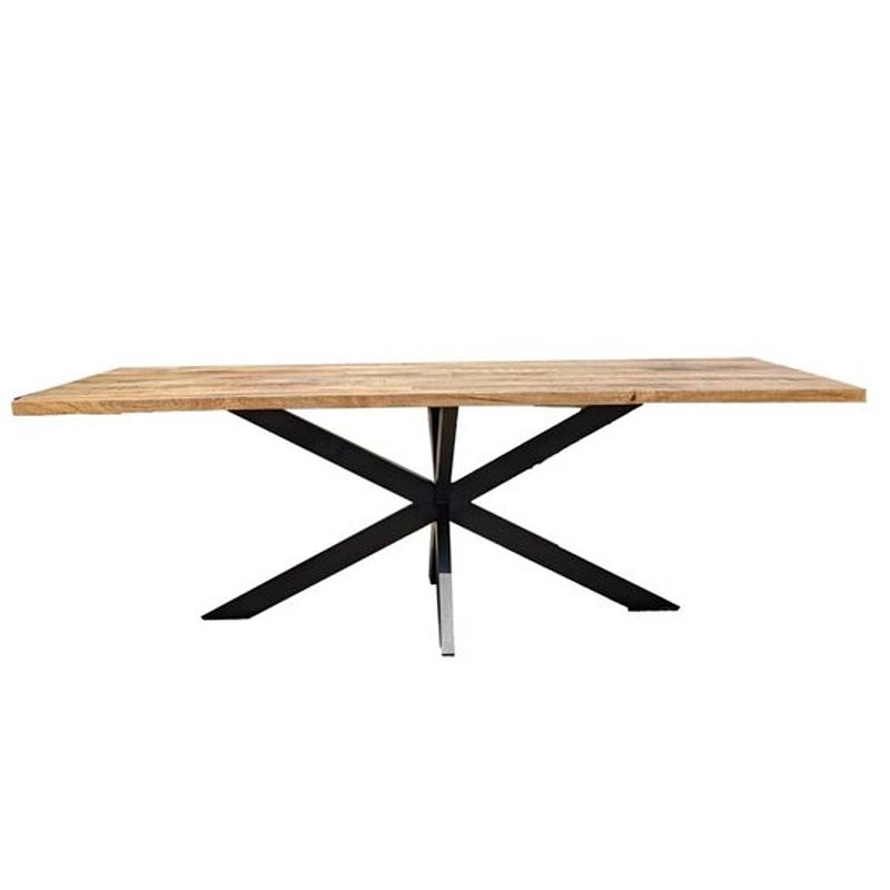 Foto van Anli-style eettafel rens 220 cm - zwarte spiderpoot - 4 cm massief...