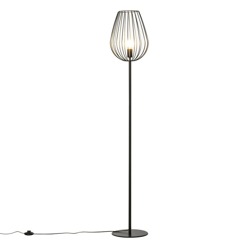 Foto van Vloerlamp - vintage - staande lamp - industrieel - e27 - 159 cm - zwart