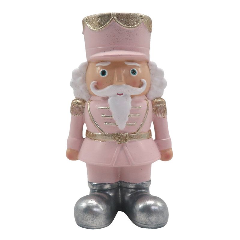 Foto van Haes deco - kerst notenkraker kleur roze, 10x8x17 cm, kerstfiguur - kerstdecoratie