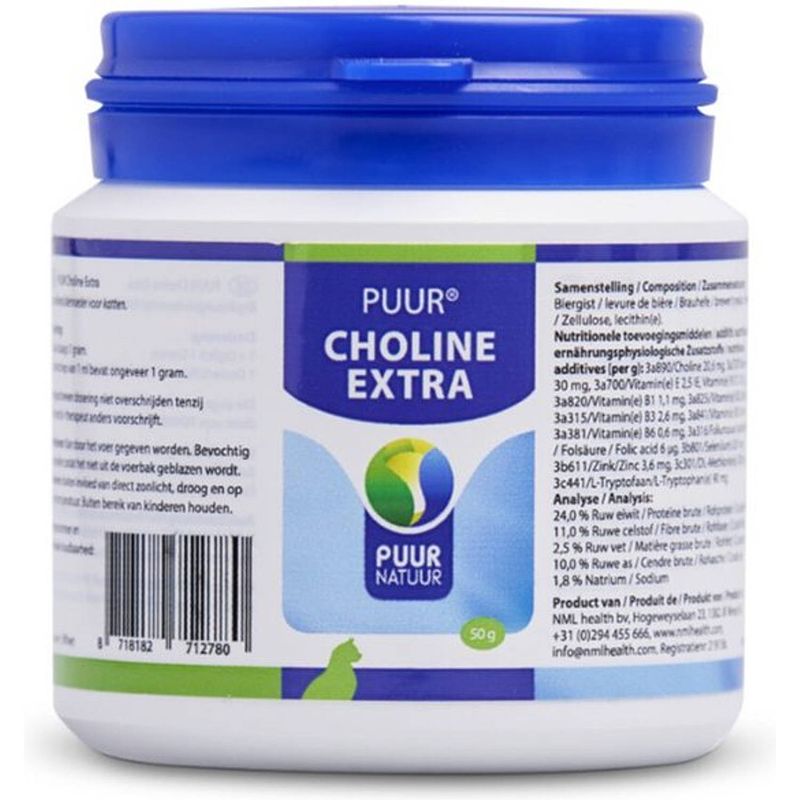 Foto van Puur choline extra - 50 gram - kat - alternatief product voor cholodin kat