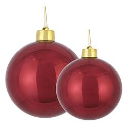 Foto van Grote kerstballen 2x stuks donkerrood 15 en 20 cm kunststof - kerstbal