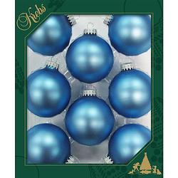 Foto van 16x stuks glazen kerstballen 7 cm alpine velvet blauw - kerstbal