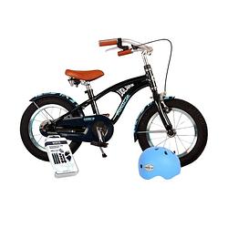 Foto van Volare kinderfiets miracle cruiser - 14 inch - mat blauw - inclusief fietshelm & accessoires