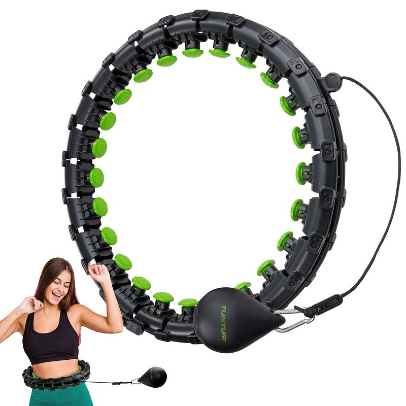 Foto van Tunturi weighted hoelahoep - massage hoela hoep - fitness hula hoop met gewicht - 1,3 kg - verstelbaar