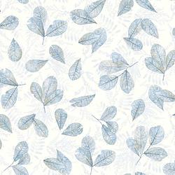Foto van Evergreen behang leaves wit en blauw