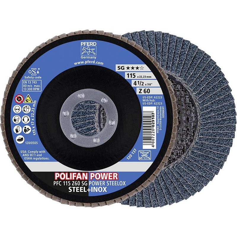 Foto van Pferd 67786115 polifan-lamellenschijf pfc 115 z 60 sg power steelox diameter 115 mm n/a 10 stuk(s)