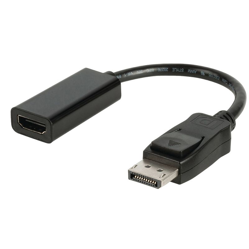 Foto van Valueline displayport adapter displayport male - hdmi female 0.20 m zwart