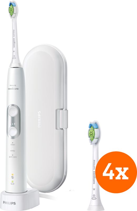 Foto van Philips sonicare protectiveclean 6100 hx6877/28 + optimal white opzetborstels (4 stuks)