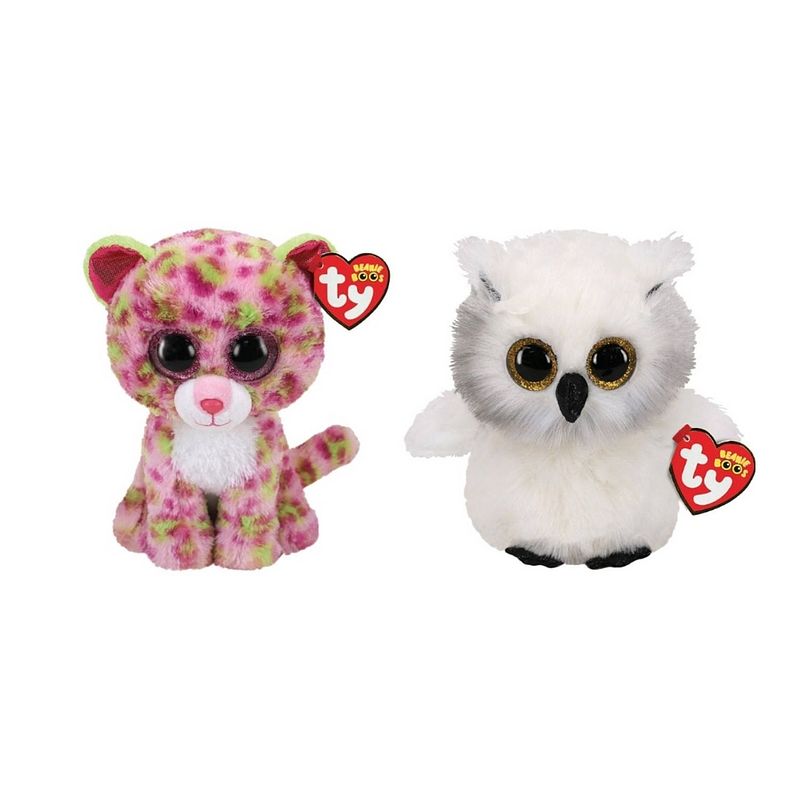 Foto van Ty - knuffel - beanie boo's - lainey leopard & austin owl